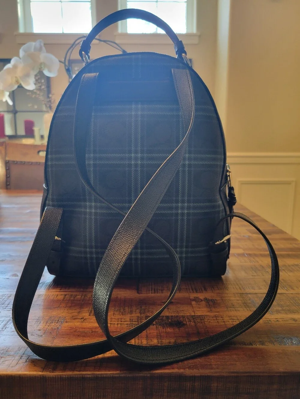 Coach Jordyn Backpack Signature Canvas Plaid F80051 Like New